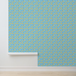 Papier Peint Motif de banane jaune rétro drôle éditable pour fê