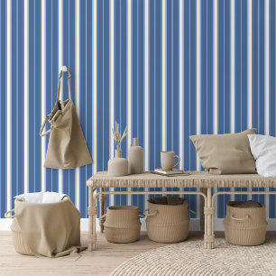 Papier Peint Motif de bande verticale bleu clair ivoire moyen
