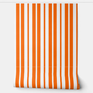 Papier Peint Motif de bandes verticales blanches orange