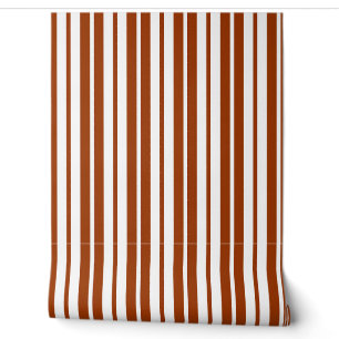 Papier Peint Motif de bandes verticales Brown blanches