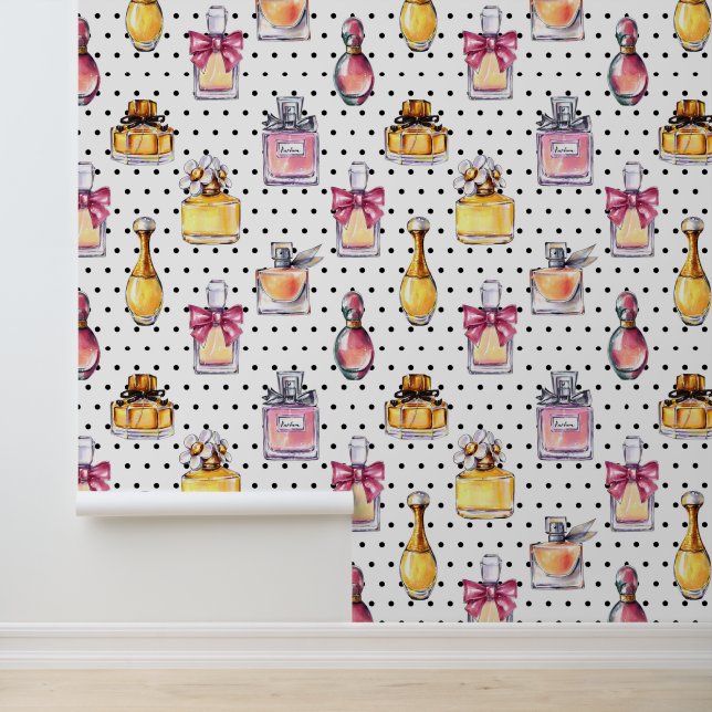 Papier Peint Motif de bouteilles de parfum (Application)