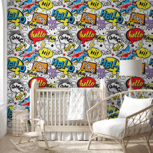 Papier Peint Motif de bulle de dialogue d'art pop de bande dess