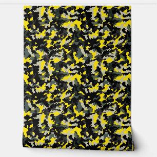 Papier Peint Motif de camouflage noir et jaune