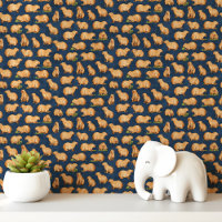 Motif de capybara sur fond bleu marine