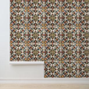 Papier Peint Motif de carrelage floral clair