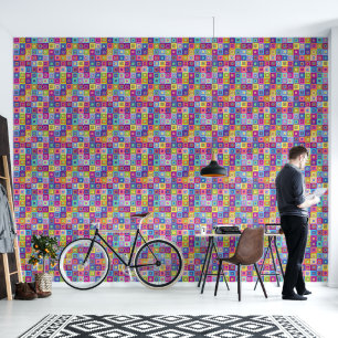 Papier Peint Motif de carrés géométriques colorés
