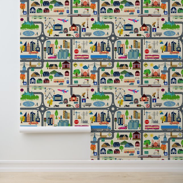 Papier Peint Motif de carte de ville (Application)