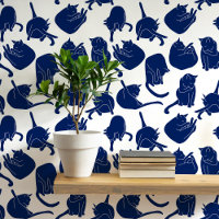 Motif de chat bleu et blanc