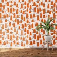 Motif de chat orange et blanc amusant