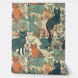 Papier Peint Motif de chats Artsy