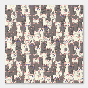 Papier Peint Motif de chats blancs et gris