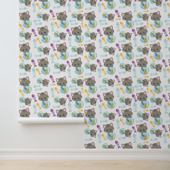 Papier Peint Motif De Chats, Chats Mignons, Chatons, Poisson (Application)
