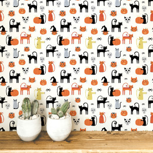 Papier Peint Motif de chats d'Halloween
