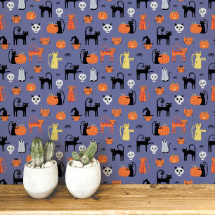 Papier Peint Motif de chats d'Halloween