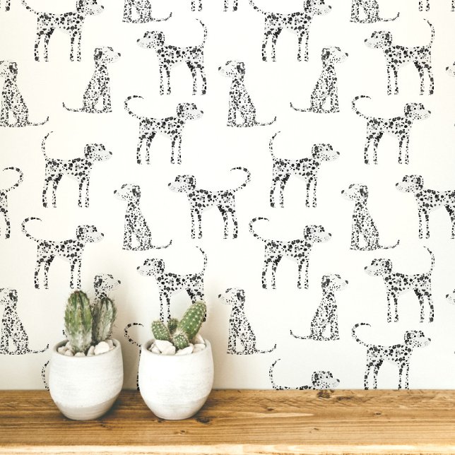 Papier Peint Motif de chien dalmate (Fun Dalmatian dog peel and stick art wallpaper for animal and pet lovers)