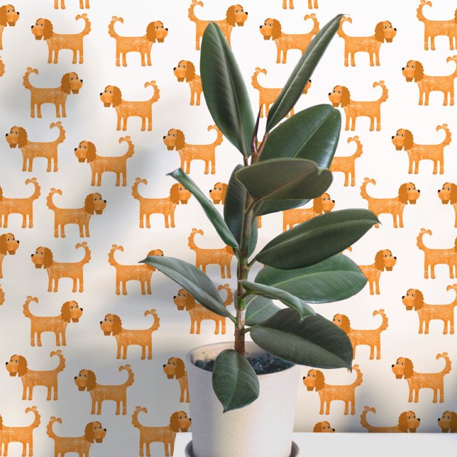 Papier Peint Motif de chien épagneul (Cute Cavalier King Charles Spaniel dog peel and stick wallpaper)