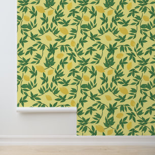 Papier Peint Motif de citrons jaunes et verts