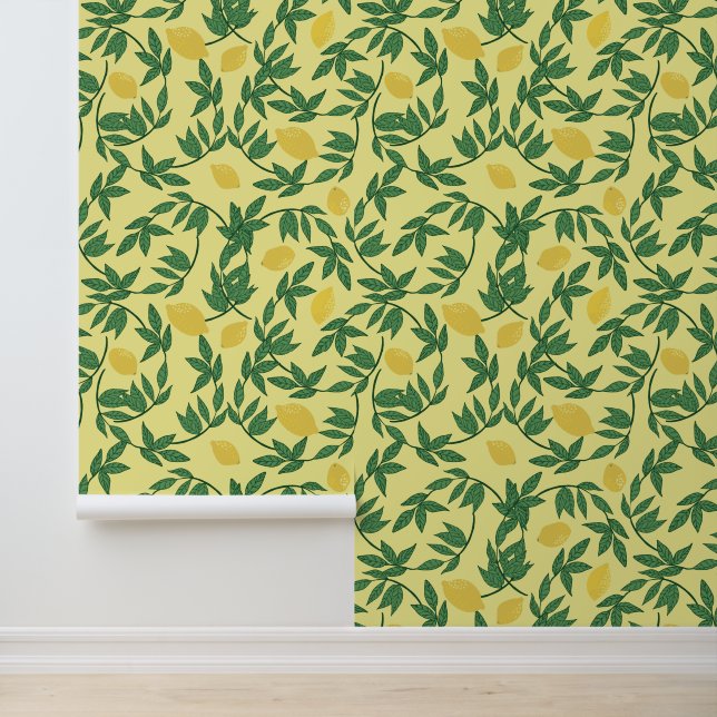 Papier Peint Motif de citrons jaunes et verts (Application)
