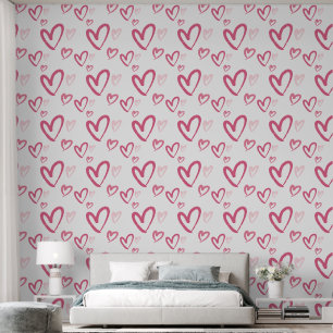 Papier Peint Motif de coeur moderne rose