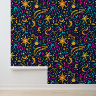 Papier Peint motif de cool rétro galaxie carrelée
