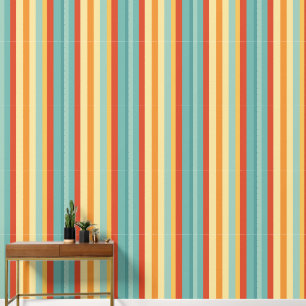 Papier Peint Motif de couleur rétro rayé