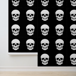 Papier Peint Motif de crâne Halloween noir et blanc