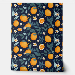 Papier Peint Motif de délice orange et floral