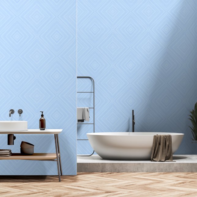 Papier Peint Motif de diamant géométrique bleu (Salle de bain)