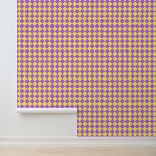 Papier Peint Motif de diamant jaune pourpre Checker