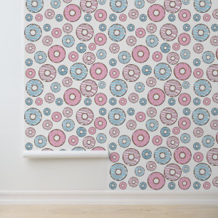 Papier Peint Motif De Donuts, Donuts Roses, Donuts Bleus