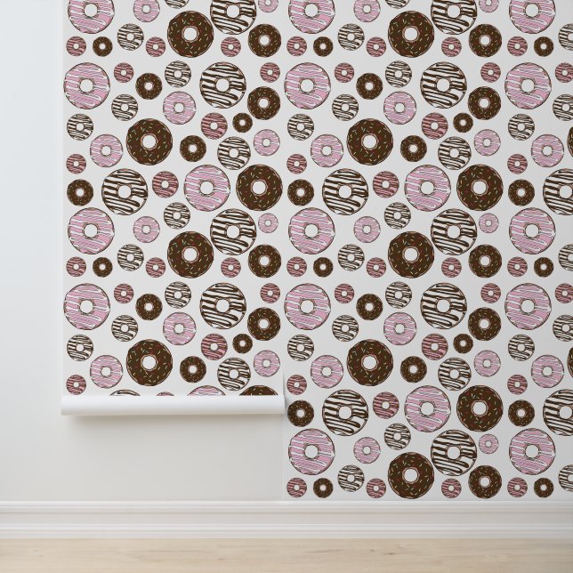 Papier Peint Motif De Donuts, Donuts Roses, Donuts Brown (Application)