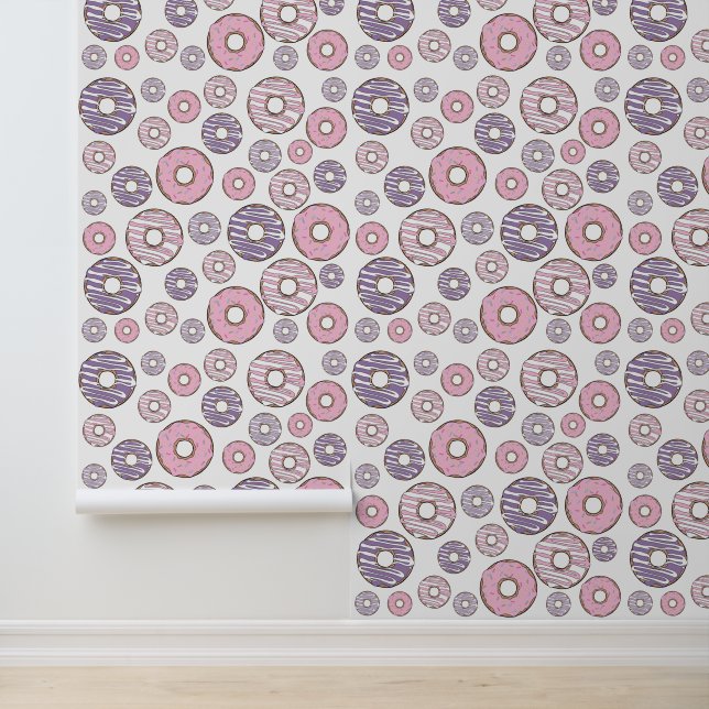 Papier Peint Motif De Donuts, Donuts Roses, Donuts Violets (Application)