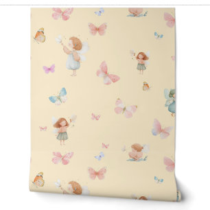 Papier Peint Motif de fée pastel Design de nurserie papillon mi