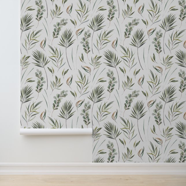 Papier Peint Motif de feuillage Feuille aquarelle (Application)