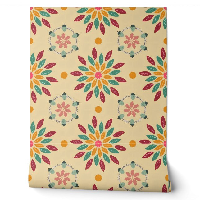 Papier Peint Motif de feuille d'automne (Déroulement)