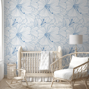 Papier Peint Motif de fleurs bleues