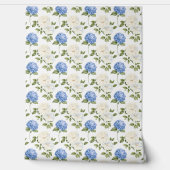 Papier Peint Motif de fleurs d'hydrangea bleu élégant  (Déroulement)
