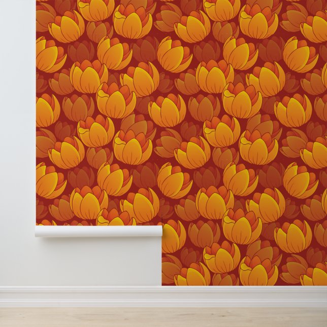 Papier Peint Motif de fleurs d'or (Application)