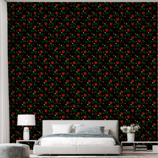 Papier Peint Motif de fraises (Chambre à coucher)