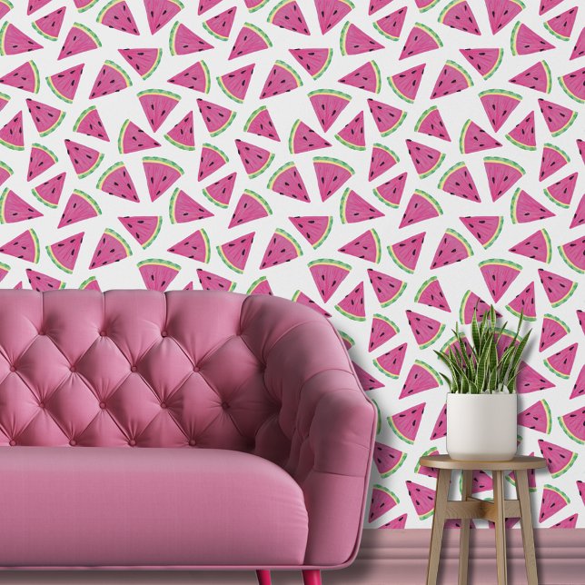 Papier Peint Motif de fruits de pastèque (Pink watermelon wallpaper)