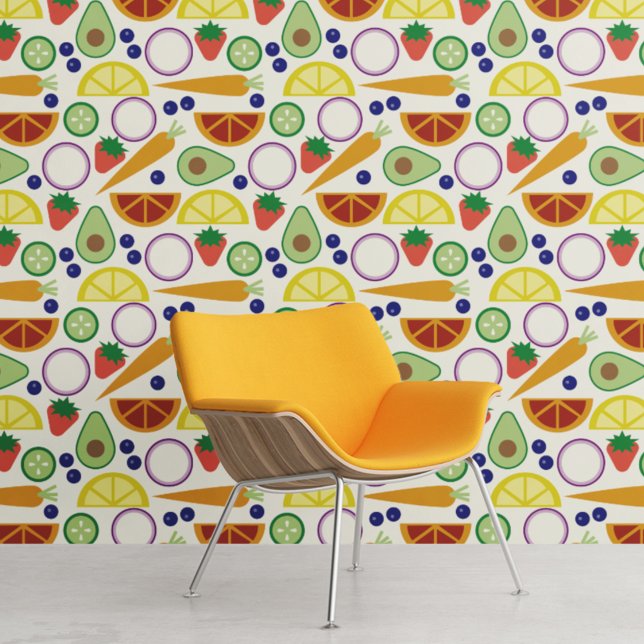 Papier Peint Motif de fruits et légumes modernes (Créateur téléchargé)