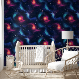 Papier Peint Motif de galaxie bleu foncé