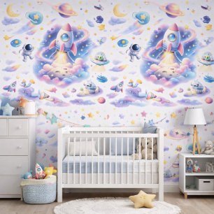 Papier Peint Motif de galaxie d'astronaute à l'aquarelle pour u