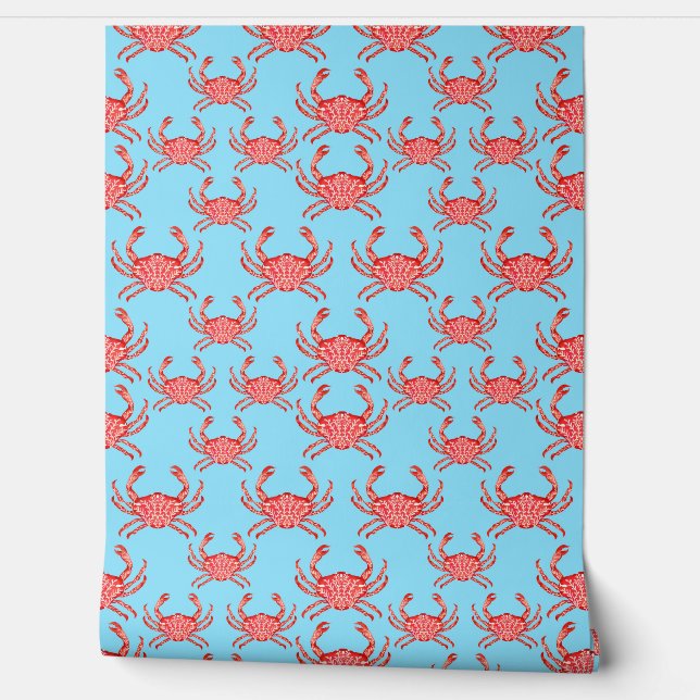 Papier Peint Motif de homard bleu marine (Déroulement)