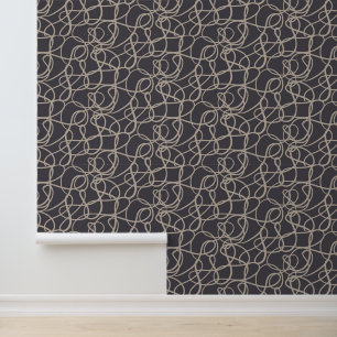 Papier Peint Motif de ligne de griffes gris-beige noir
