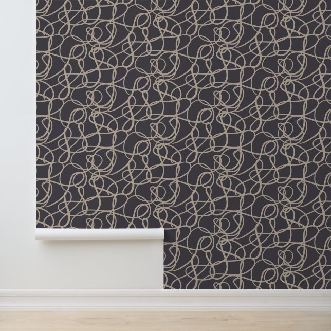 Papier Peint Motif de ligne de griffes gris-beige noir (Application)