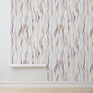 Papier Peint Motif de lignes ondulées verticales abstraites aqu