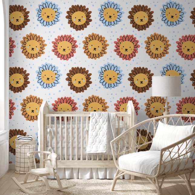 Papier Peint Motif de Lion Safari Wildlife (Enfants)