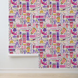 Papier Peint Motif de manucure à doodle mignon
