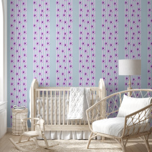 Papier Peint motif de marguerite rayée de bleu et de violet